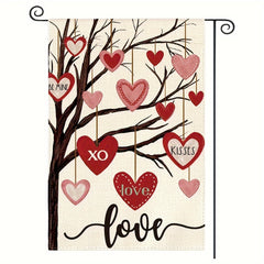 Valentines Garden Flag Double Sided Love Heart Tree Rustic Outdoor Flag