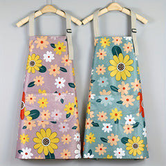 Stylish Flower Apron with Adjustable Halter for Chefs Gardeners Bakers