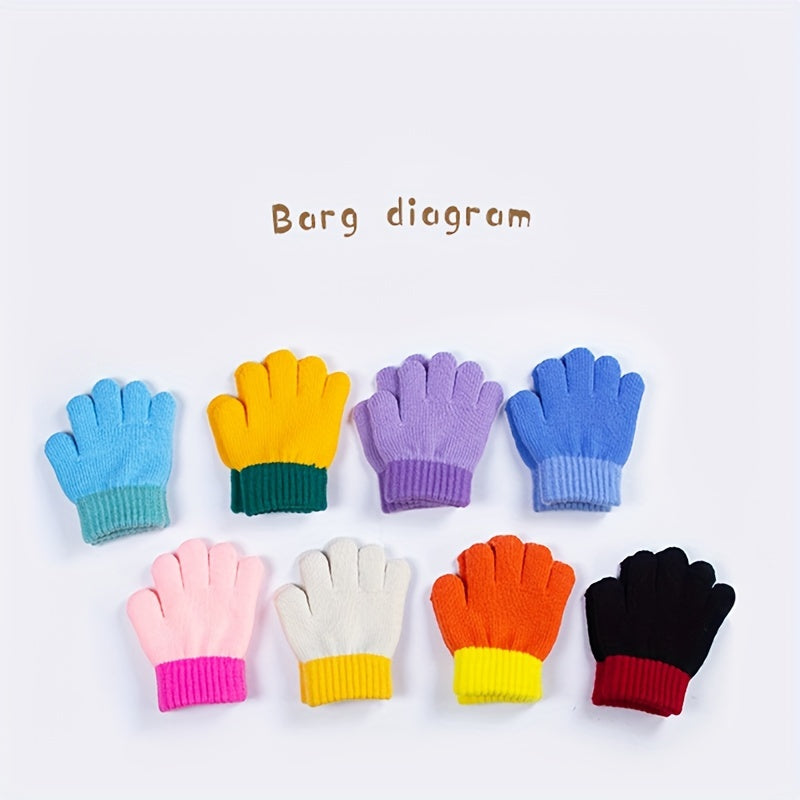 Kids Winter Knitted Gloves Elastic Warm Keeping Boys Girls