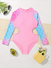 Girls Long Sleeve Swimsuit Cute Bathing Suit for Summer