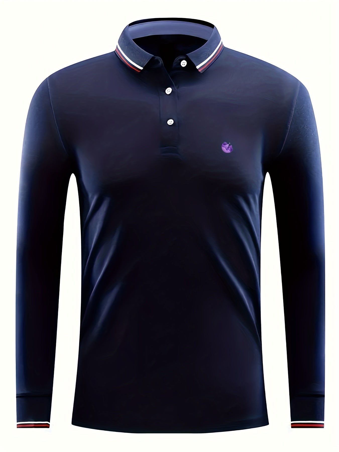Men's Casual Button Up Long Sleeve Polo Shirt