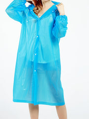 Reusable Adult Rain Poncho Hooded Waterproof Raincoat Women Stay Dry