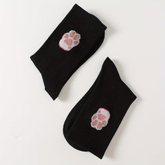 Cartoon Cat Claw Print Socks Women's Stockings