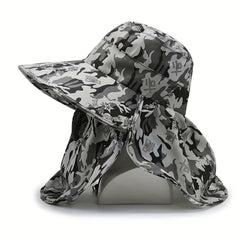 Wide Brim Sun Hat with Face Cover Breathable UV Protection Detachable