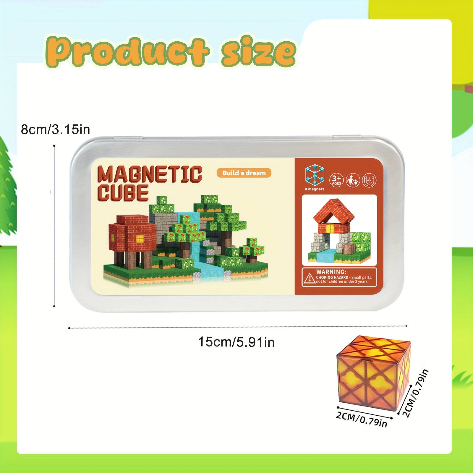 21pcs Build the World Magnetic Blocks Iron Box Travel Edition Rich Colors