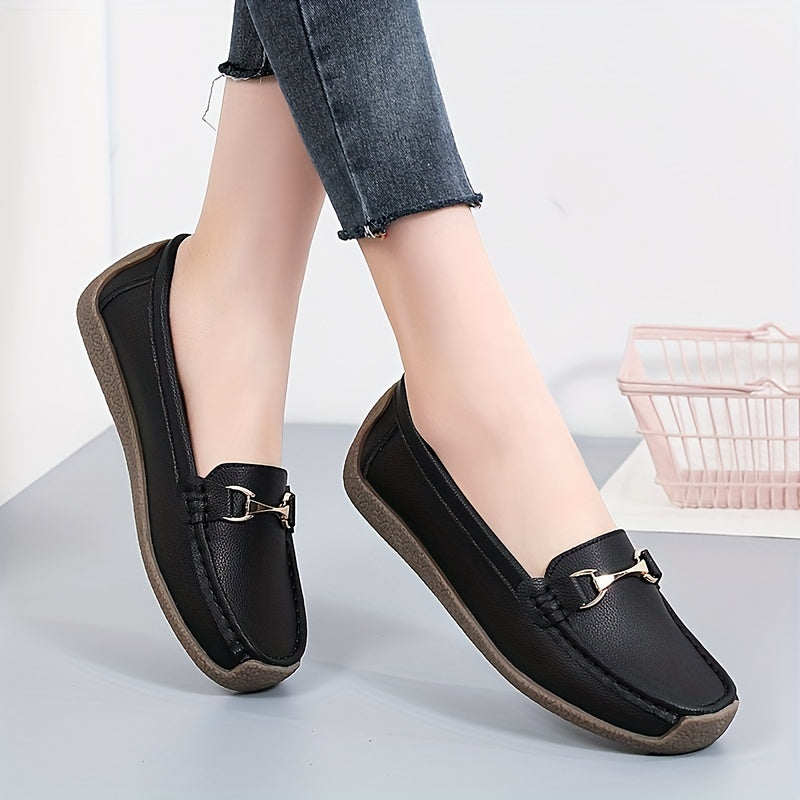 Women's Casual Flat Loafers Comfy Solid Soft Sole Non Slip Shoes