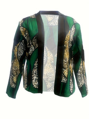 Casual Leopard & Paisley Print Blazer Women's Plus