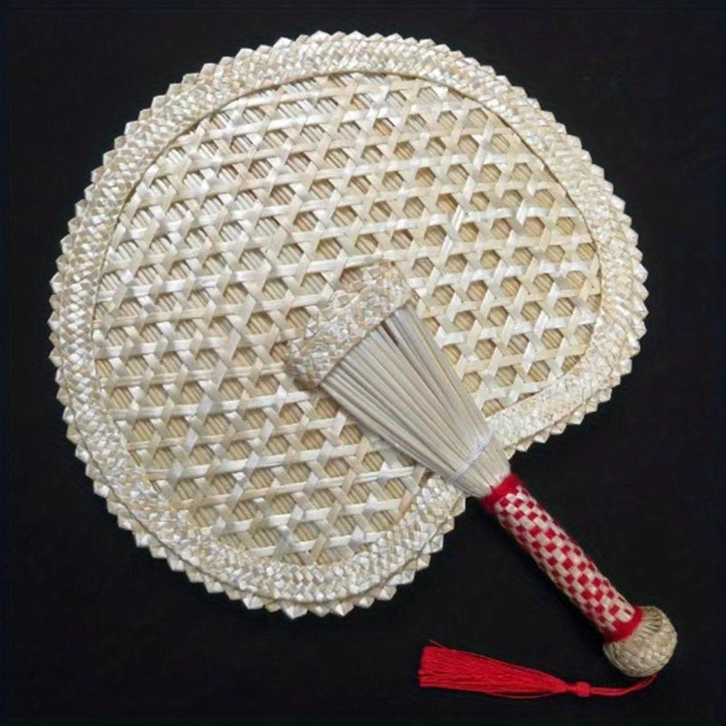 Vintage Woven Fan Handheld Portable Chinese Style Cattail Fan