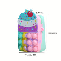 Kids Cake Silicone Crossbody Bag Bubble Pinch Coin Purse Toy Bag