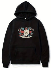 Men's Graphic Print Hoodie with Kangaroo Pocket
