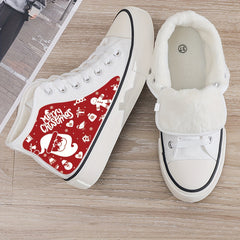 Plush Lined Thermal Canvas Sneakers - Winter Warm Non Slip Shoes