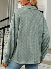 Solid Jacquard Button Up Long Sleeve Shacket