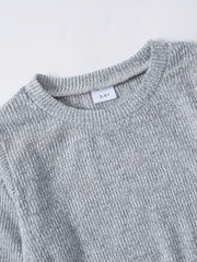 Boy's Ribbed Sweatshirt & Sweatpants Set Sporty Style Outfits