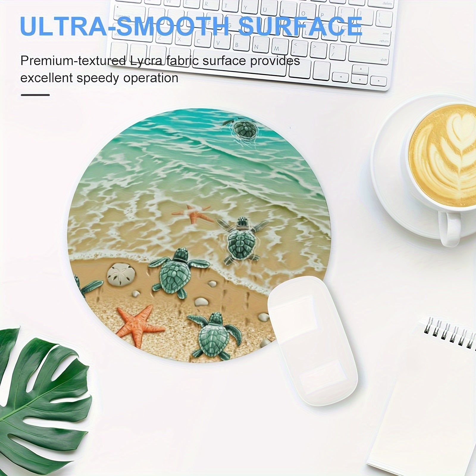 Turtle Starfish Round Mouse Pad Non Slip Rubber Base