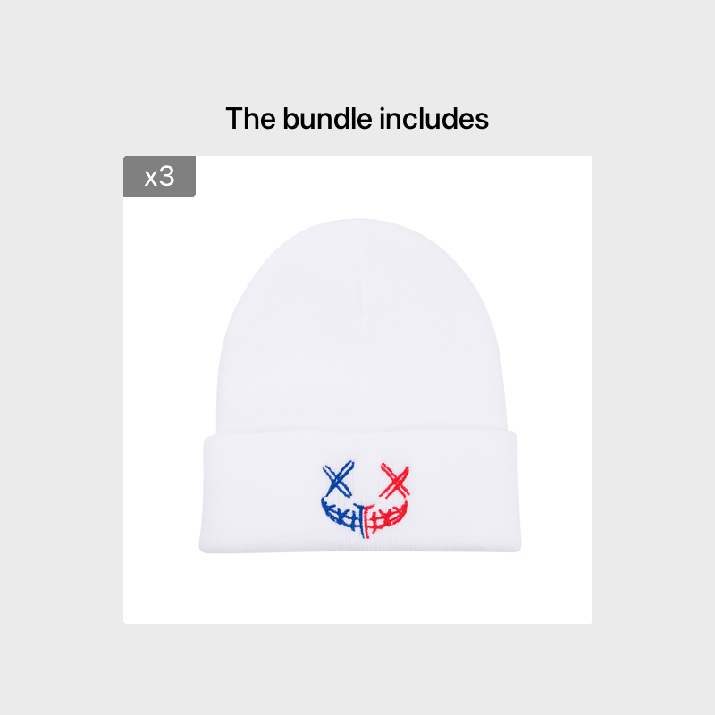 Slouchy Knitted Clown Pattern Embroidered Hat