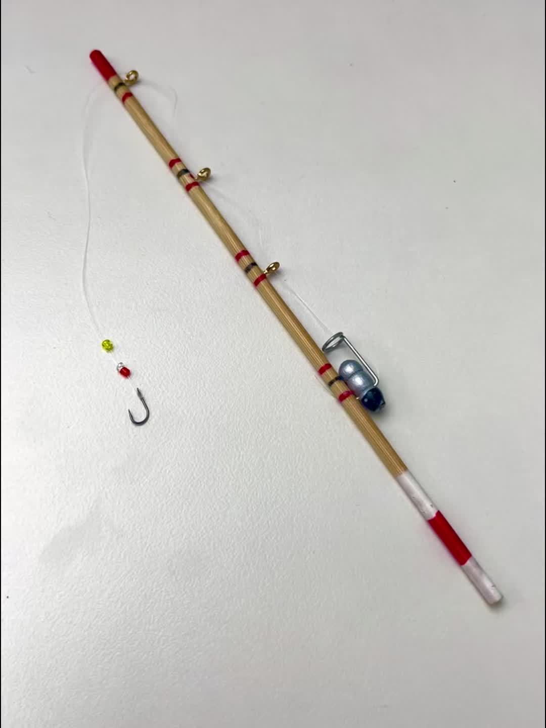 Mini Wooden Fishing Rod for Doll House Simulation