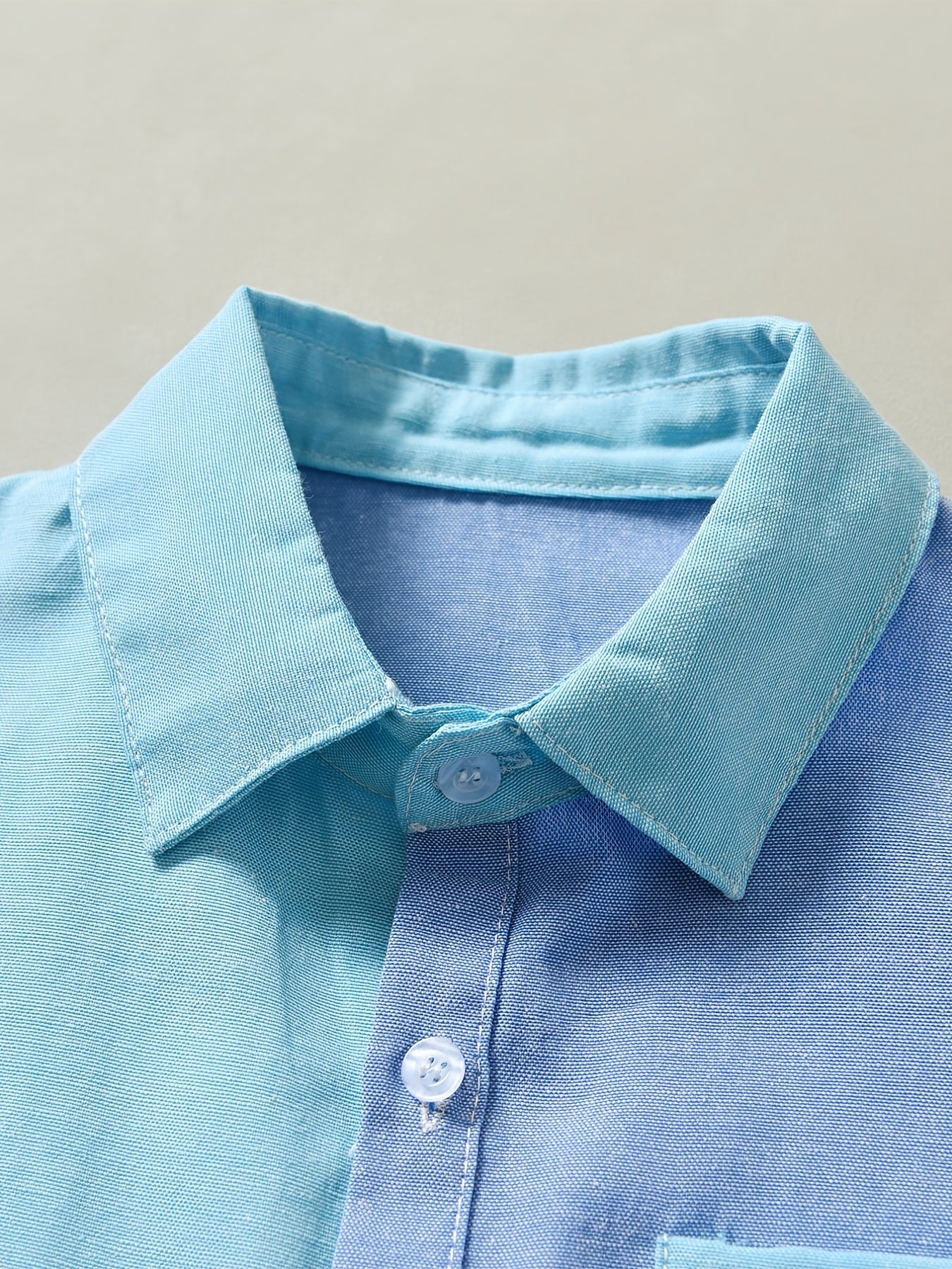 Boys Block Pocket Button Lapel Short Sleeve Shirts Tops Kids Clothes
