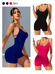 Women's Solid Yoga Jumpsuits Workout Sport Activewear