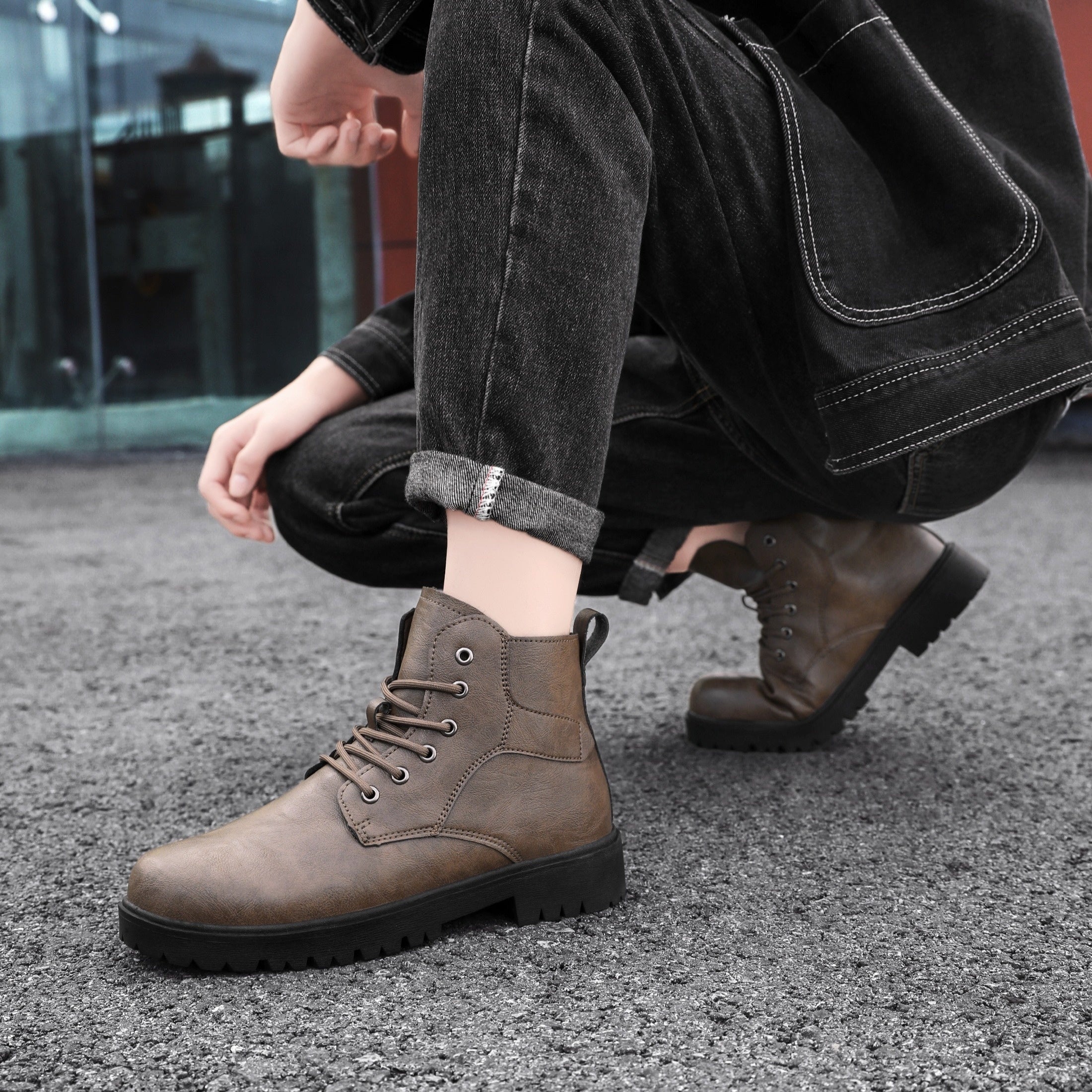 Men's Comfy Riding Boots Non Slip Vintage Shoes for Outdoor Activities