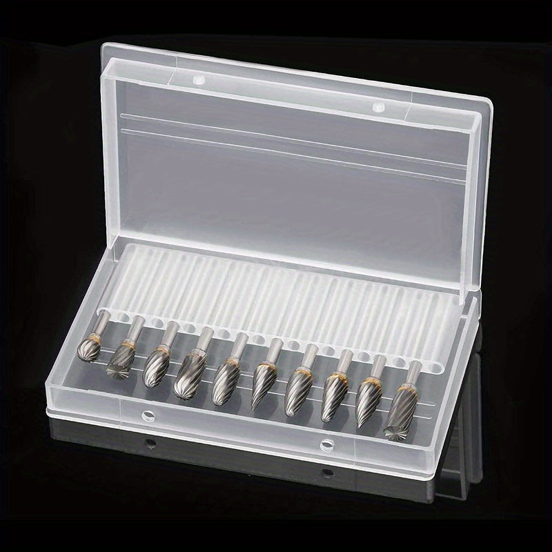 10pcs Carbide Burr Set for Rotary Tool 1/8 Shank 1/4 Grinding Head