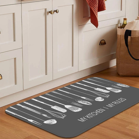 Spatula & Letter Kitchen Rug Waterproof Mat