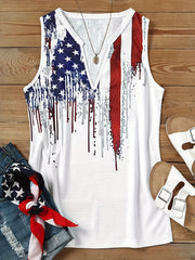 Print V Neck Tank Top Sexy Summer Sleeveless Top Women's Clothing