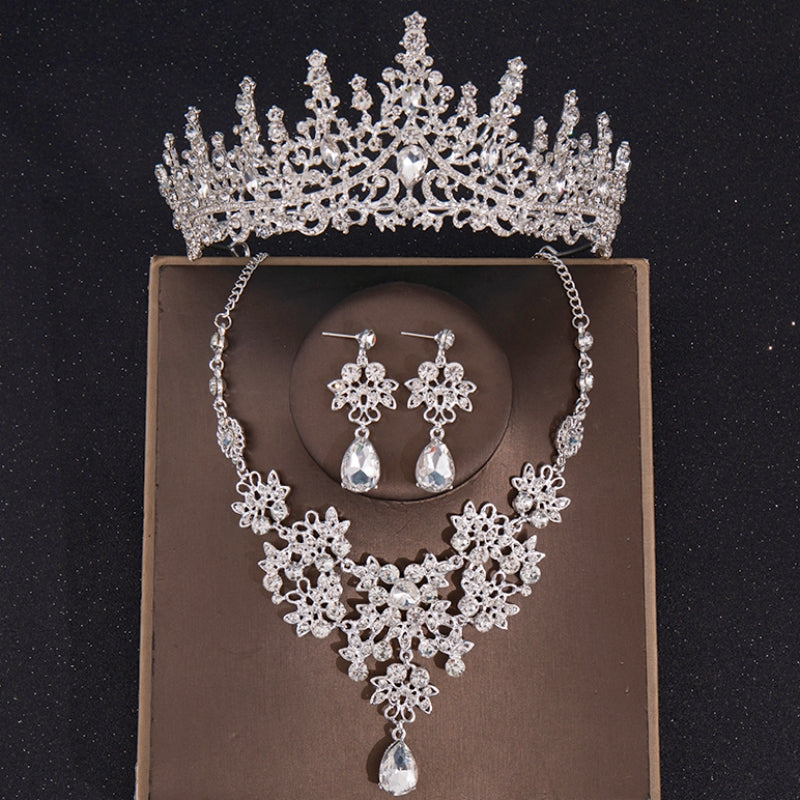 Baroque Vintage Crystal Crown Bridal Jewelry Sets
