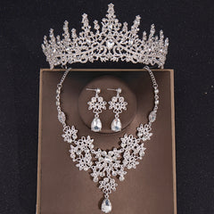 Baroque Vintage Crystal Crown Bridal Jewelry Sets
