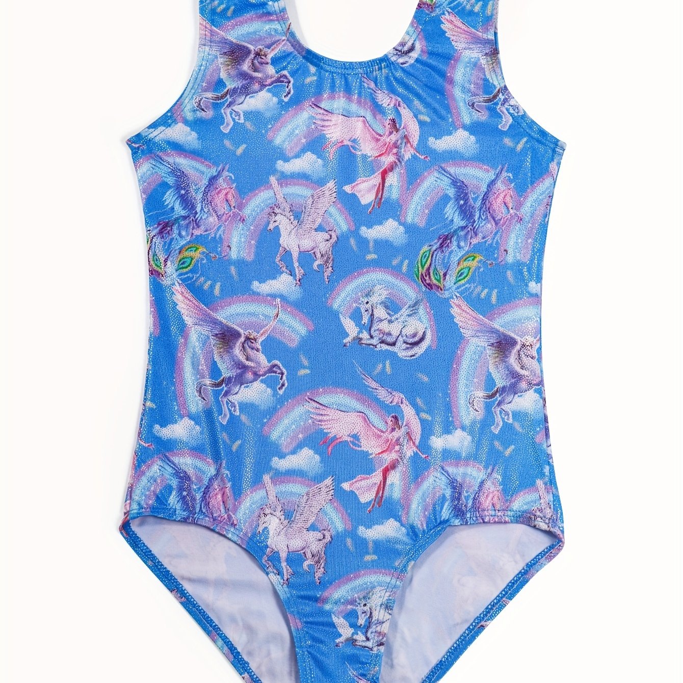 Girls Unicorn & Rainbow Gymnastics Jumpsuit Dance Suit
