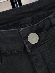 Slim Fit Embroidery Bird Ripped Jeans Men's Casual Medium Stretch Denim Pants