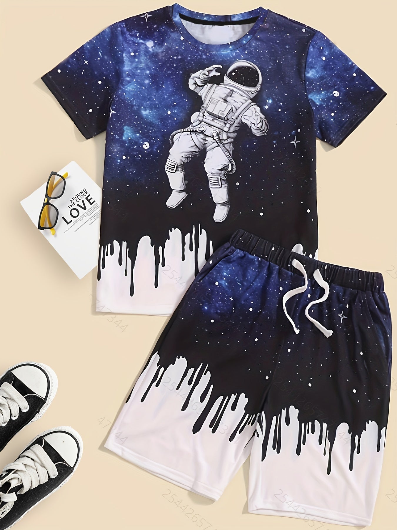 Boys Astronaut Outfit Shorts & T shirt Set Casual Summer Kids Clothes