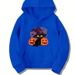 Kitty Witch Pattern Hoodie for Girls Halloween Party