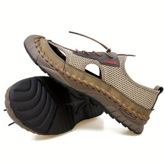 Men's Breathable Mesh Sandals Drawstring Closure Summer Walking Shoes