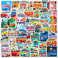 50pcs Cartoon Bus Stickers Graffiti Decoration Stickers