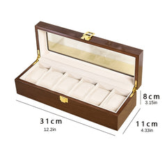 6 10 12 Brown Wood Grain Lacquer Watch