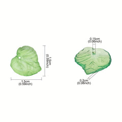 100 Pcs Green Acrylic Leaf Pendant Loose Beads for Jewelry Making