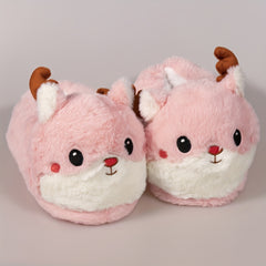 Cartoon Elk Soft Plush House Slippers for Men