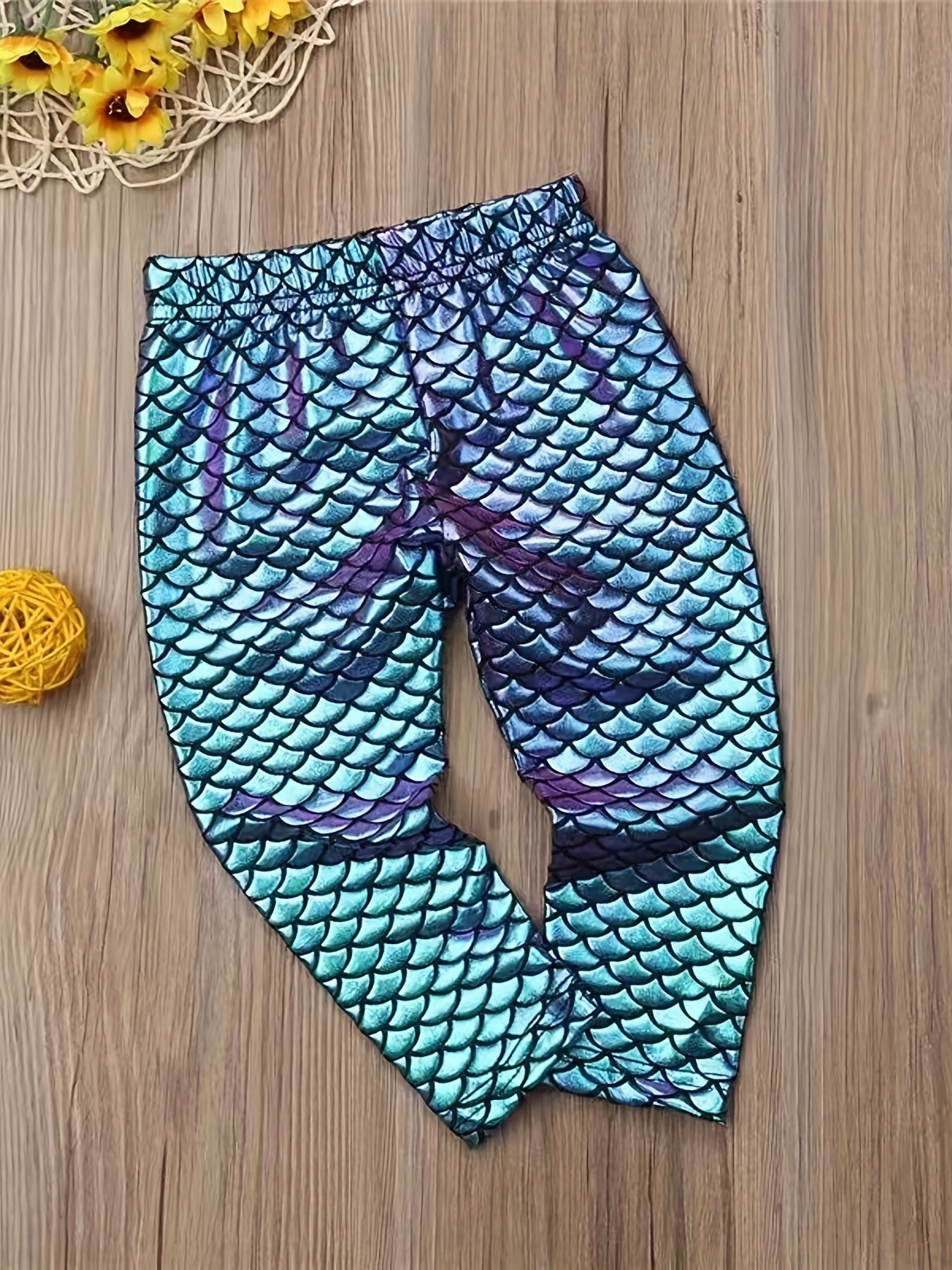 Toddler Girls Fish Scale Graphic Leggings Slim Pants
