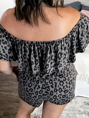 Sexy Leopard Print Romper with Ruffle Trim