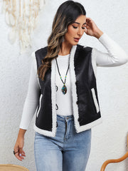 Solid Button Front Sleeveless Warm Vest Women's Clothing