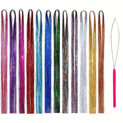 12pcs Tinsel Hair Braiding Rope Glitter Extensions Hair Accessories