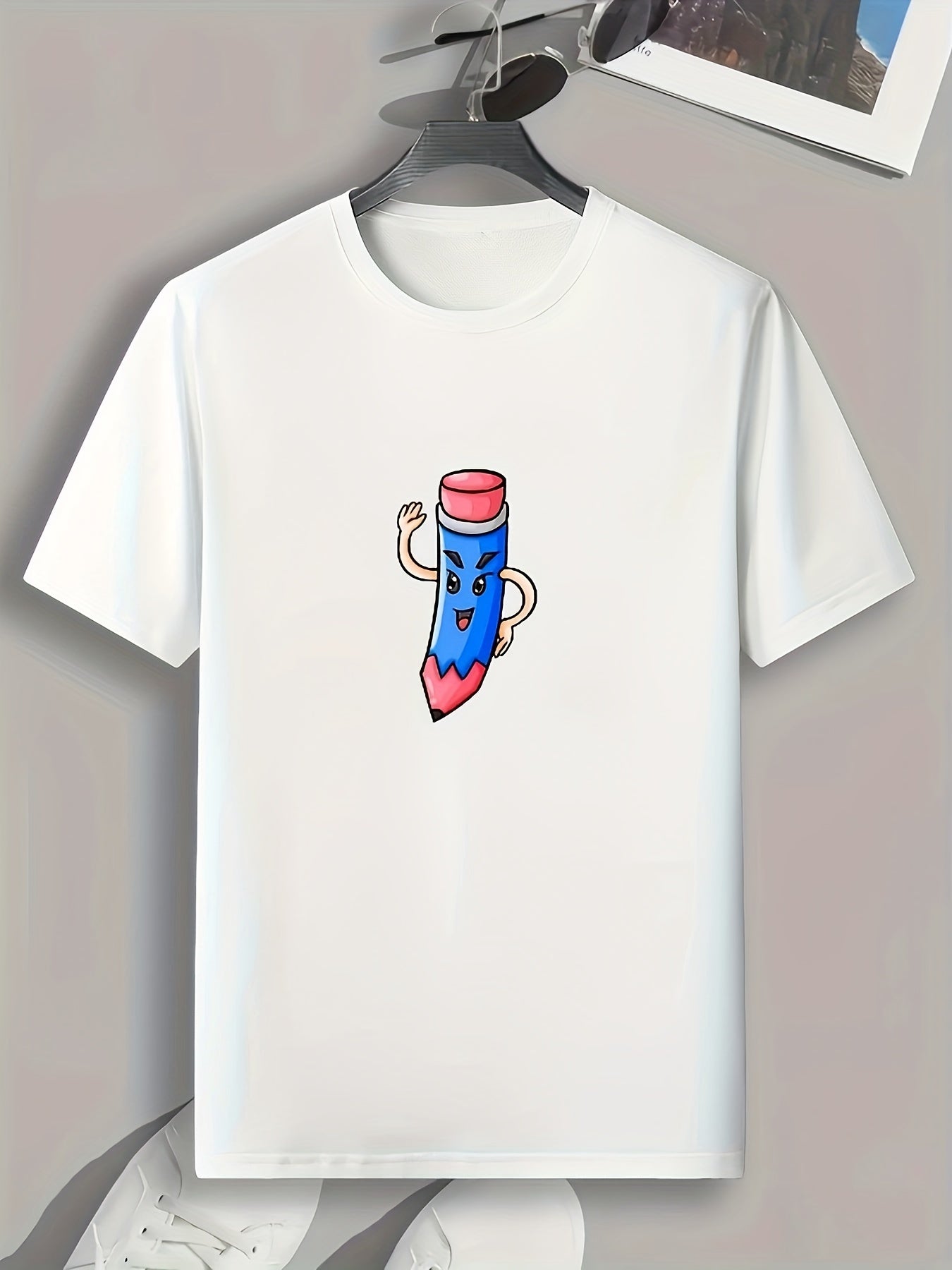 Pencil Print Mens Graphic Tee for Summer