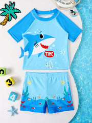 2-Piece Cartoon Print Swimsuit Set for Baby Boys
