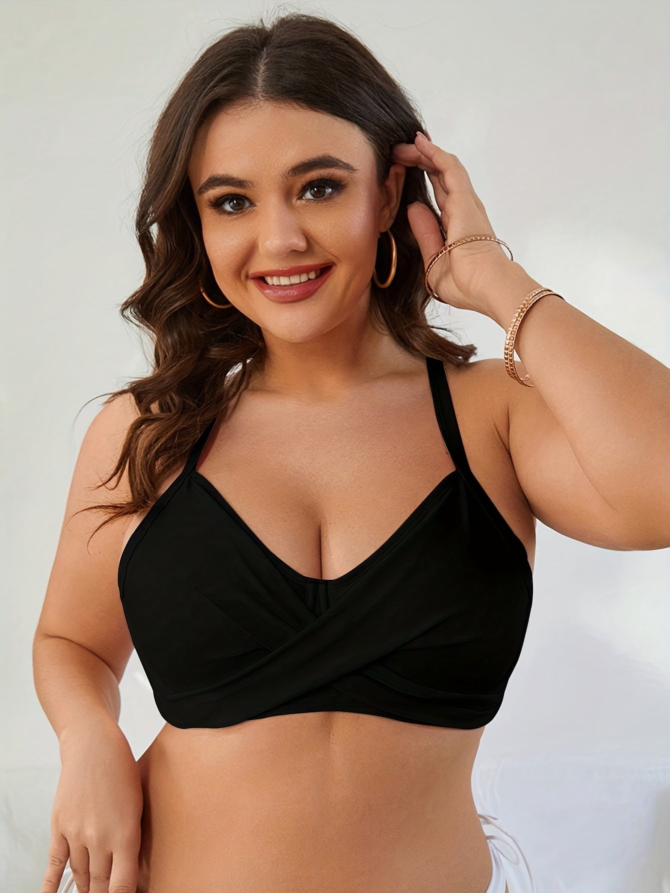 Cross Front V Neck Crisscross Back Bikini Top
