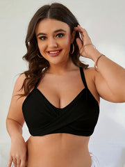 Cross Front V Neck Crisscross Back Bikini Top