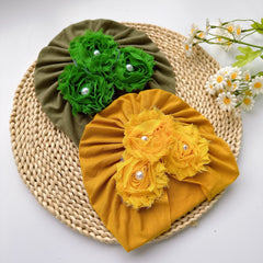 Baby Girls Flowers Pearl Cap Soft Head Wrap Head Decorative Accessory