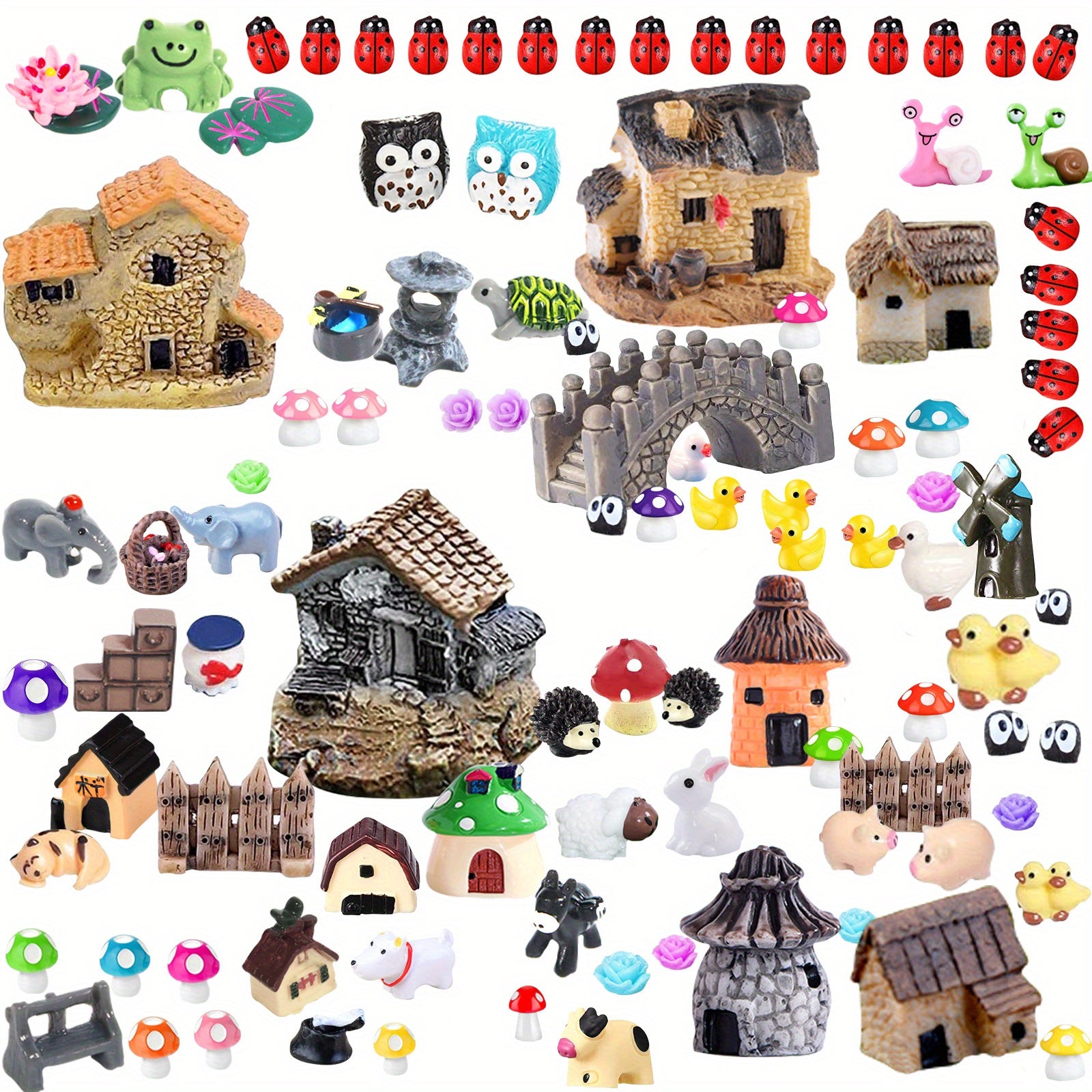 115 Pieces Fairy Garden Accessories Fairy Garden Kit Fairy Garden Animals Figuri