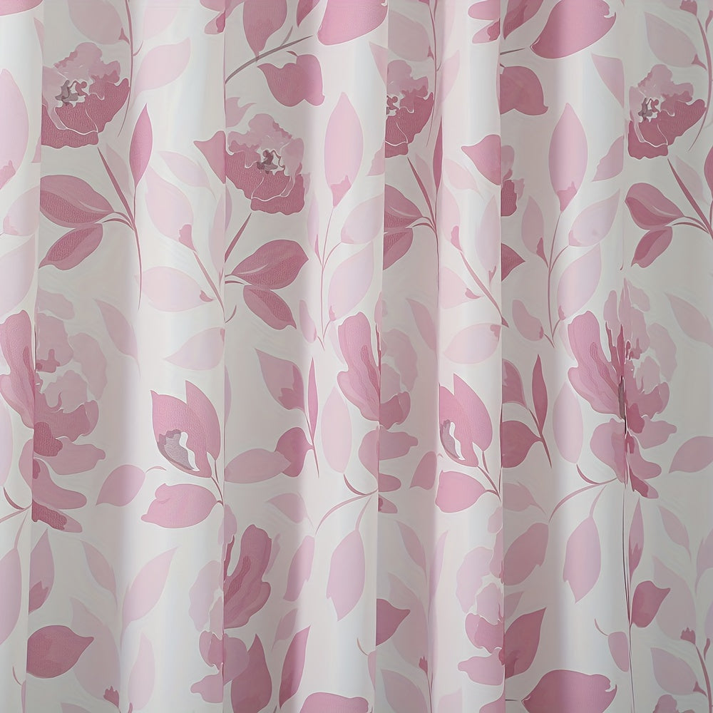 Flower Print Shower Curtain 72in Waterproof Mildew Proof Bathroom Decor