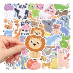 52 Cartoon Animal Stickers Waterproof for Laptop Phone Case Decoration