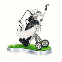 Creative Golf Cart Holder Pen Set PU Material Office Gift Ball Table Accessories